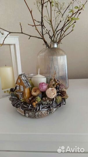 Интерьерный подсвечник, подарок ручной работы