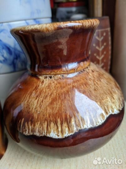 Вазочка керамика эмаль и стекло СССР