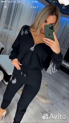 Костюм спортивный большой размер стразы турция