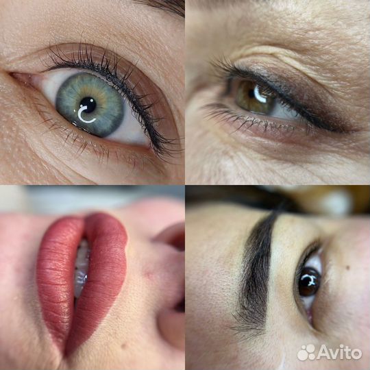 Татуаж, перманентный макияж пудровых бровей,губ