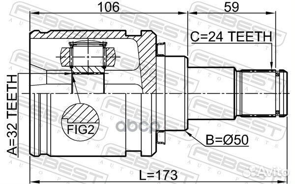 ШРУС внутренний левый 32x50x24 0111-CDT220LH Fe