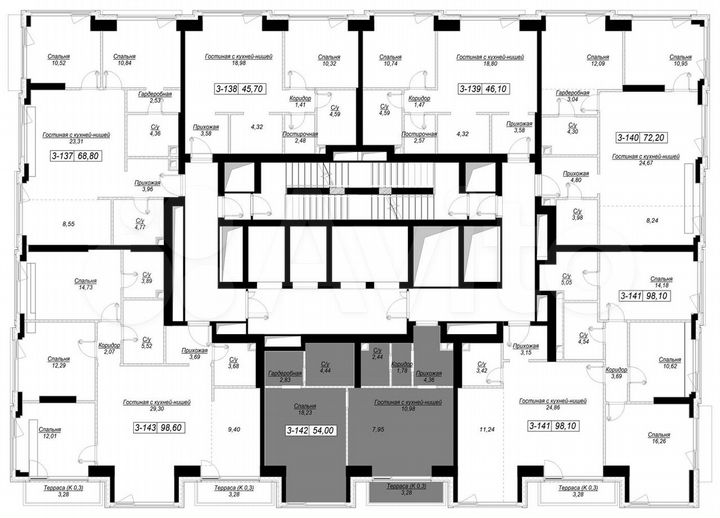 1-к. квартира, 54 м², 19/41 эт.