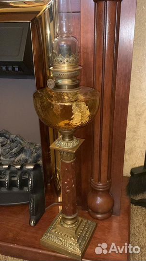 Антикварная керосиновая лампа бронза, мрамор