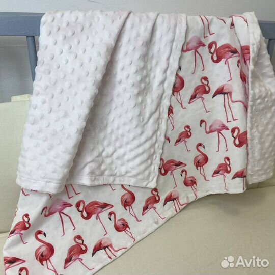 Плед новый двусторонний из хлопка и плюша