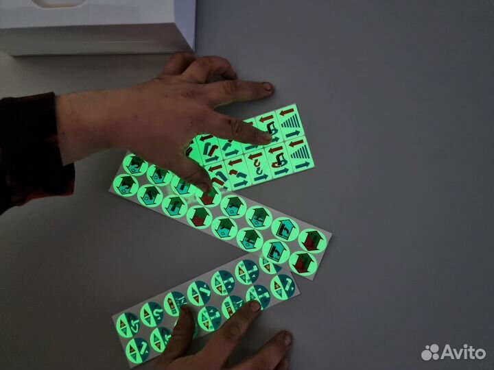 Наклейки ручек управления кму светонакапливающие