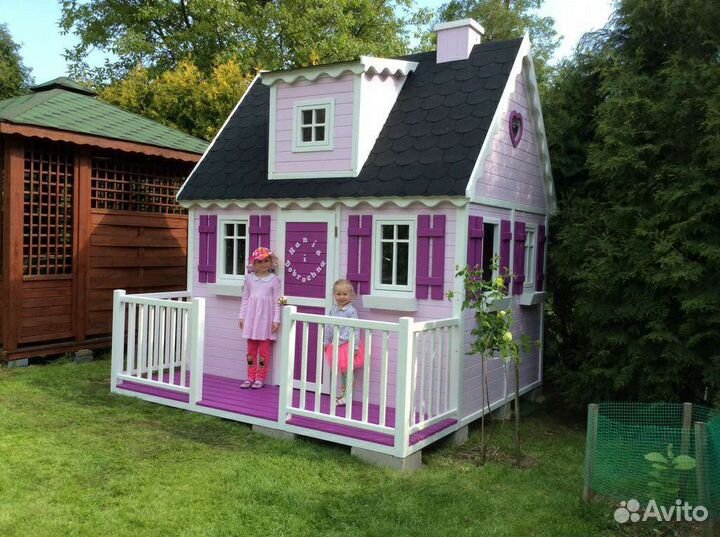 Детский игровой деревянный домик для дачи и сада
