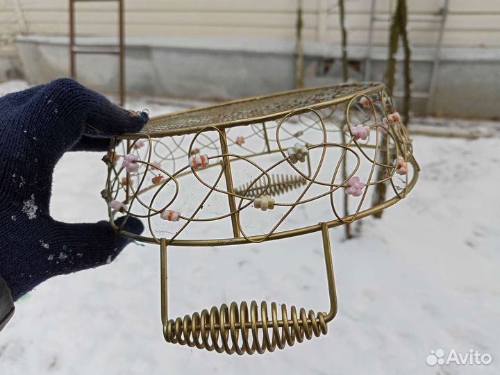 Вазочка металлическая СССР для фруктов/ конфетница