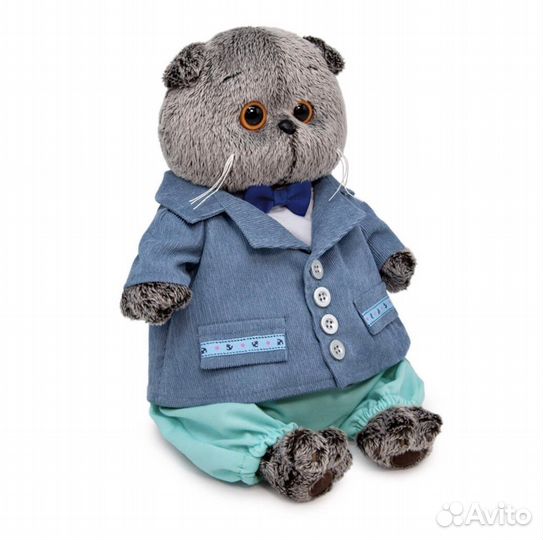 Кот Басик 22 см в голубом пиджаке