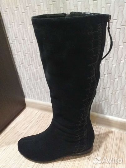 Сапоги черные(замш)