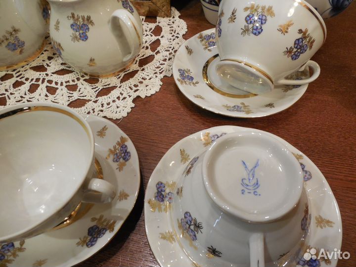 Винтажный чайный сервиз Кремгэсовский фарфор СССР