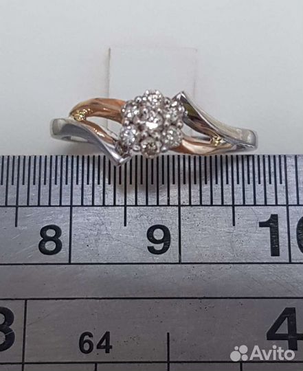 Золотое кольцо с бриллиантами размер 16.5
