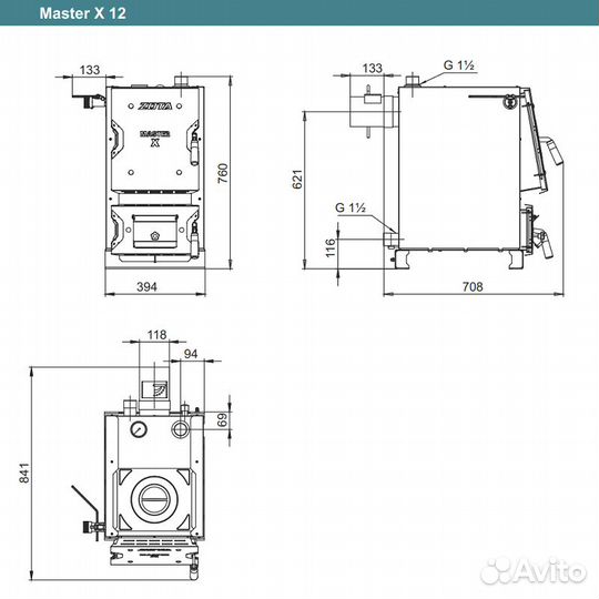 Котел твердотопливный zota master-X 32П