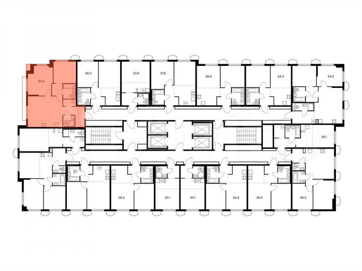 2-к. квартира, 60,6 м², 19/24 эт.