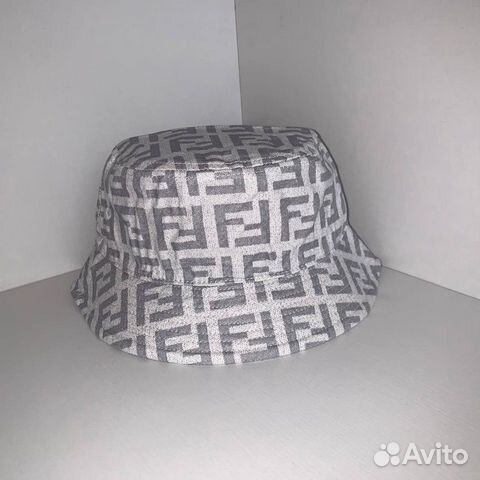 Панама Fendi с логотипом FF бело-серая