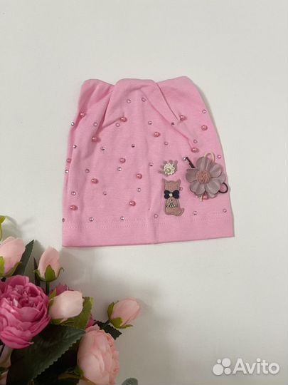 Новая трикотажная шапка для девочки 2-5 лет