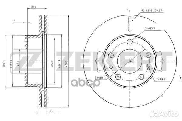 Диск торм. перед. Citroen Jumper (230 244 Z )