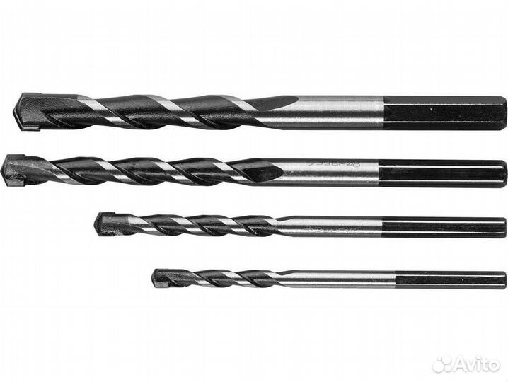 Зубр супер-6 4 шт: d 5-6-8-10 мм набор сверл по бе