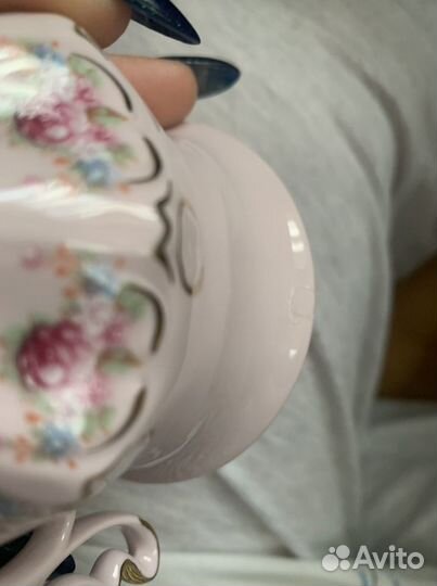 Сервиз кофейный Thun розовый фарфор, Chodov, Чехия