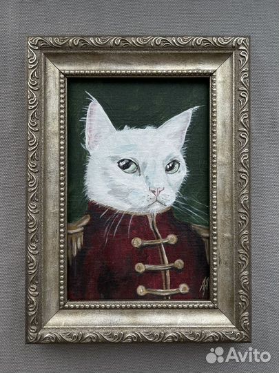 Картина Кот гусар 10х15 холст