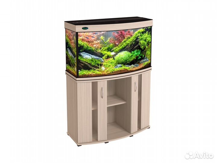 Аквариум панорамный 150л с LED-освещением дуб