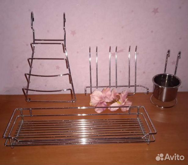 Подвесные полки, держатели на рейлинг. Хром.Импорт