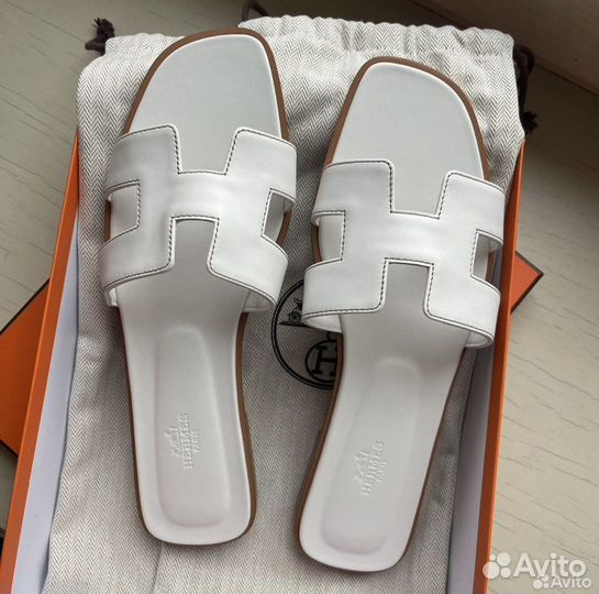 Тапочки Hermes oran White
