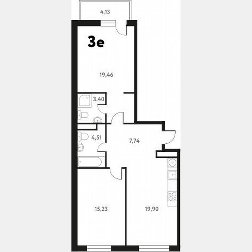 2-к. квартира, 72,7 м², 6/17 эт.