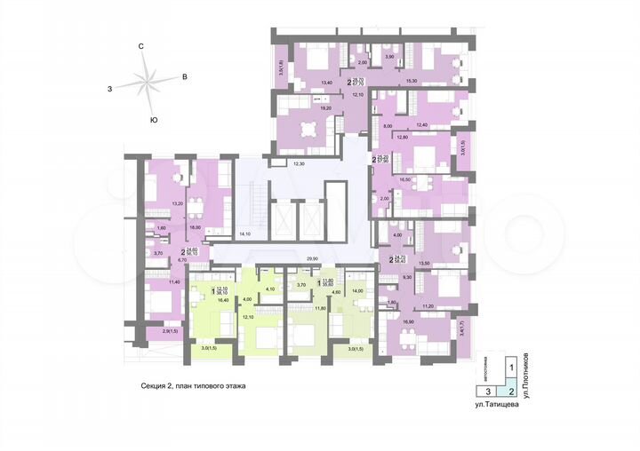 2-к. квартира, 57,9 м², 7/12 эт.