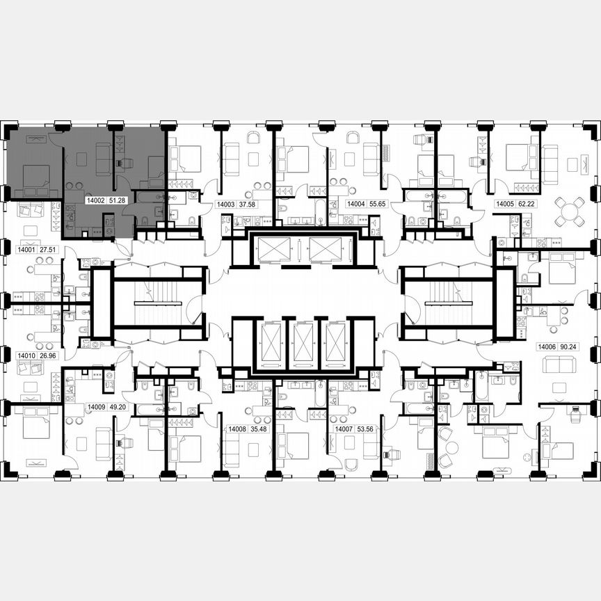 2-к. квартира, 51,3 м², 40/52 эт.