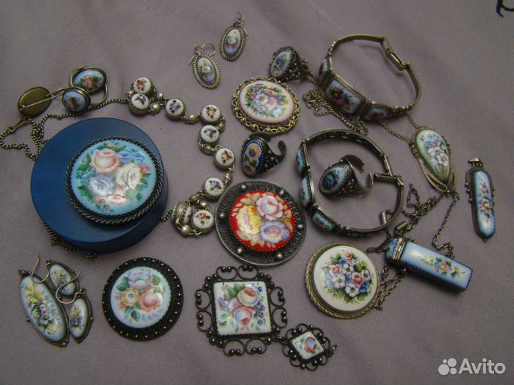 Винтажные украшения с финифтью