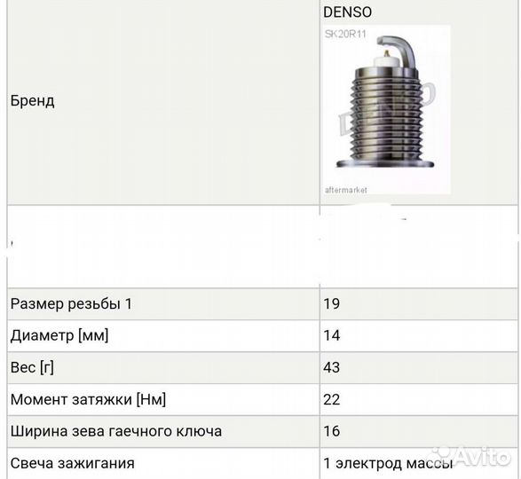 Свеча зажигания Denso SK20R11