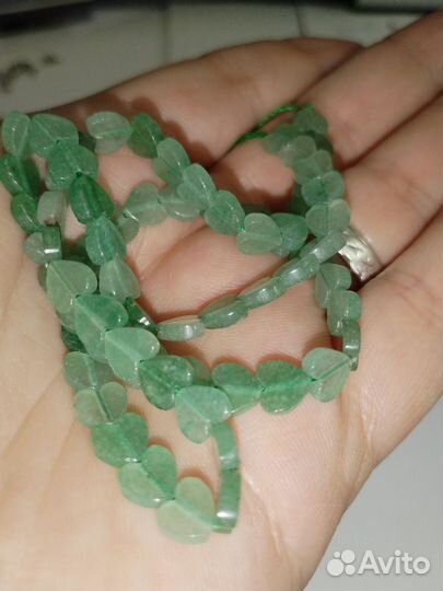 Бусины (сердечки) Нефрит 6 мм - 10 шт