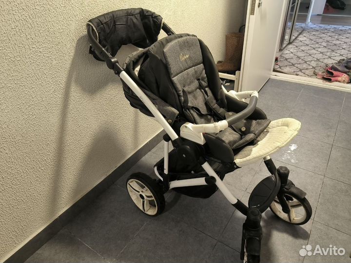 Коляска Эсперо Серая/ Белая 2 в 1