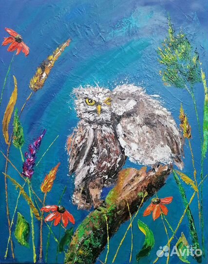 Картина маслом на холсте совы