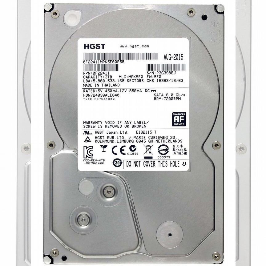 [HDN724030ALE640] Жесткий Диск Hitachi Hdn724030ale640 3tb 3,5" Hdd