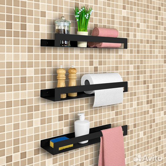 Полка на кухню для специй бутылок и полотенец 3 шт