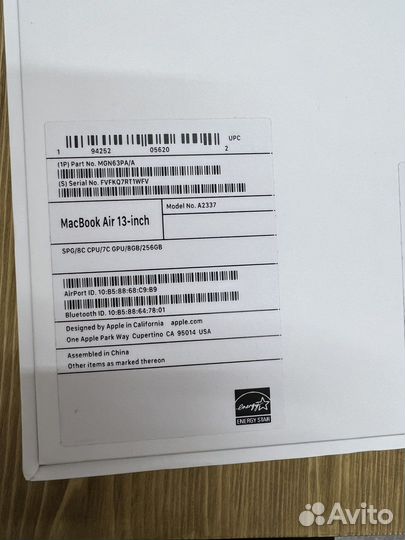 Apple MacBook air 13 2020 m1 8gb 256 space grey
