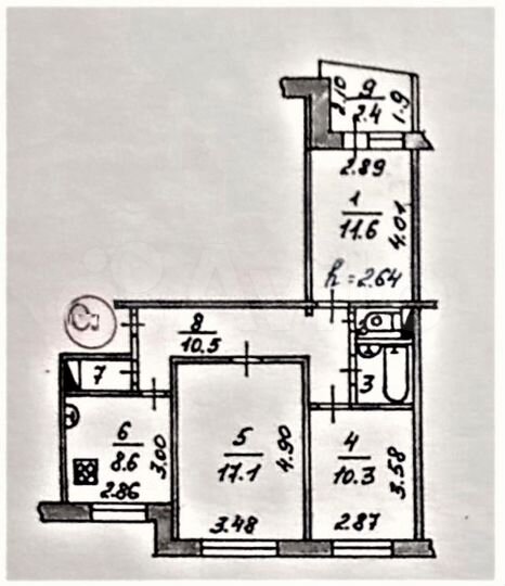 3-к. квартира, 63,2 м², 9/9 эт.
