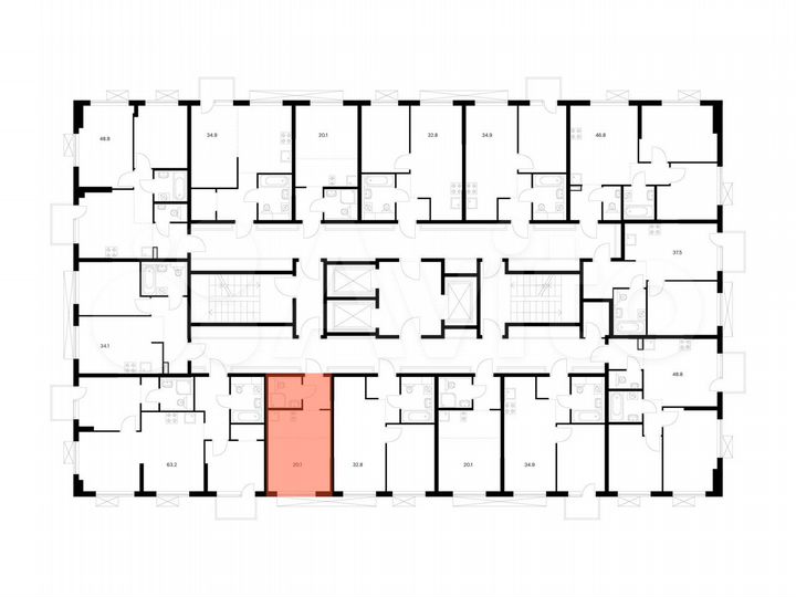 Апартаменты-студия, 20,1 м², 8/24 эт.