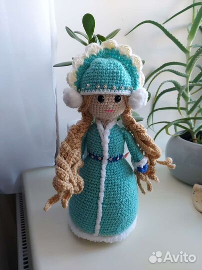 Снегурочка кукла вязаная крючком