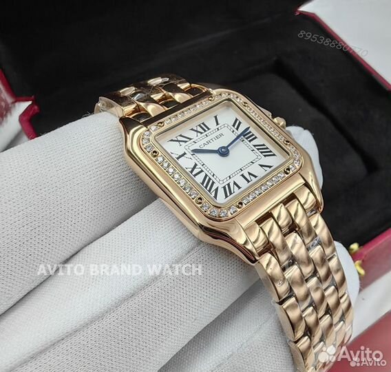 Часы Cartier panthere розовое золото с камнями нов