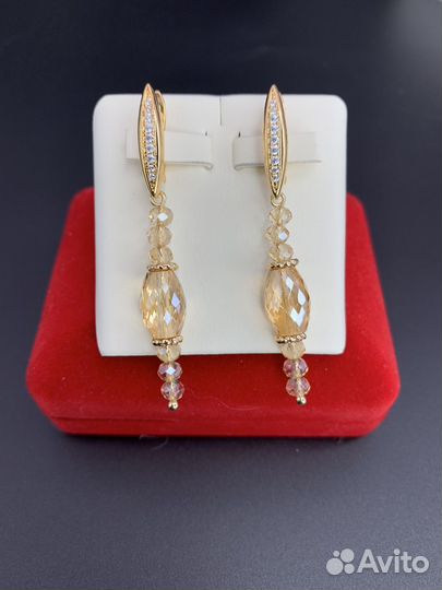 Серьги бижутерия с кристаллами