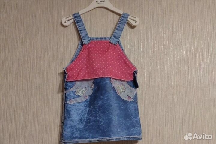 Джинсовый сарафан для девочки в садик 104