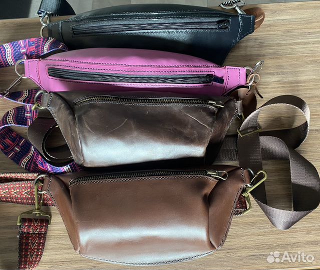 Кожаная сумка -бананка