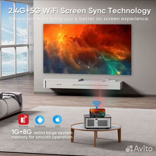 Проектор Horlat на android, Full Hd, 1080p