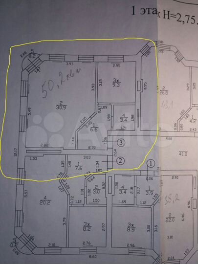 1-к. квартира, 50,2 м², 1/4 эт.