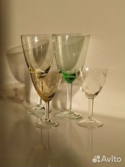 Фужеры и рюмки из цветного стекла СССР
