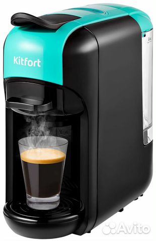 Кофеварка "3 в 1" Kitfort кт-7105-3, чёрно-бирюзов