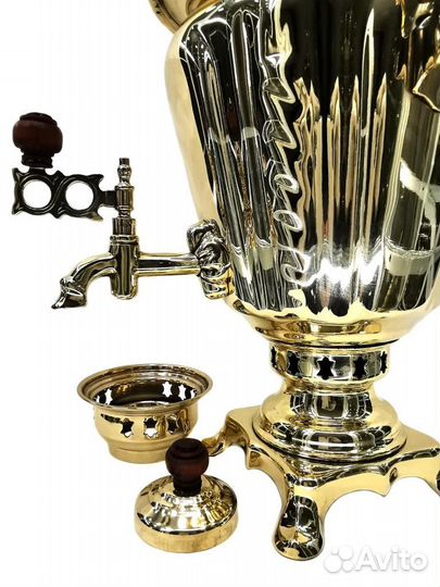 Современный самовар на дровах латунный Рюмка 2,7л