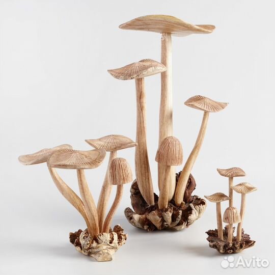 Статуэтка Грибы на полянке 17см корни дерева тик